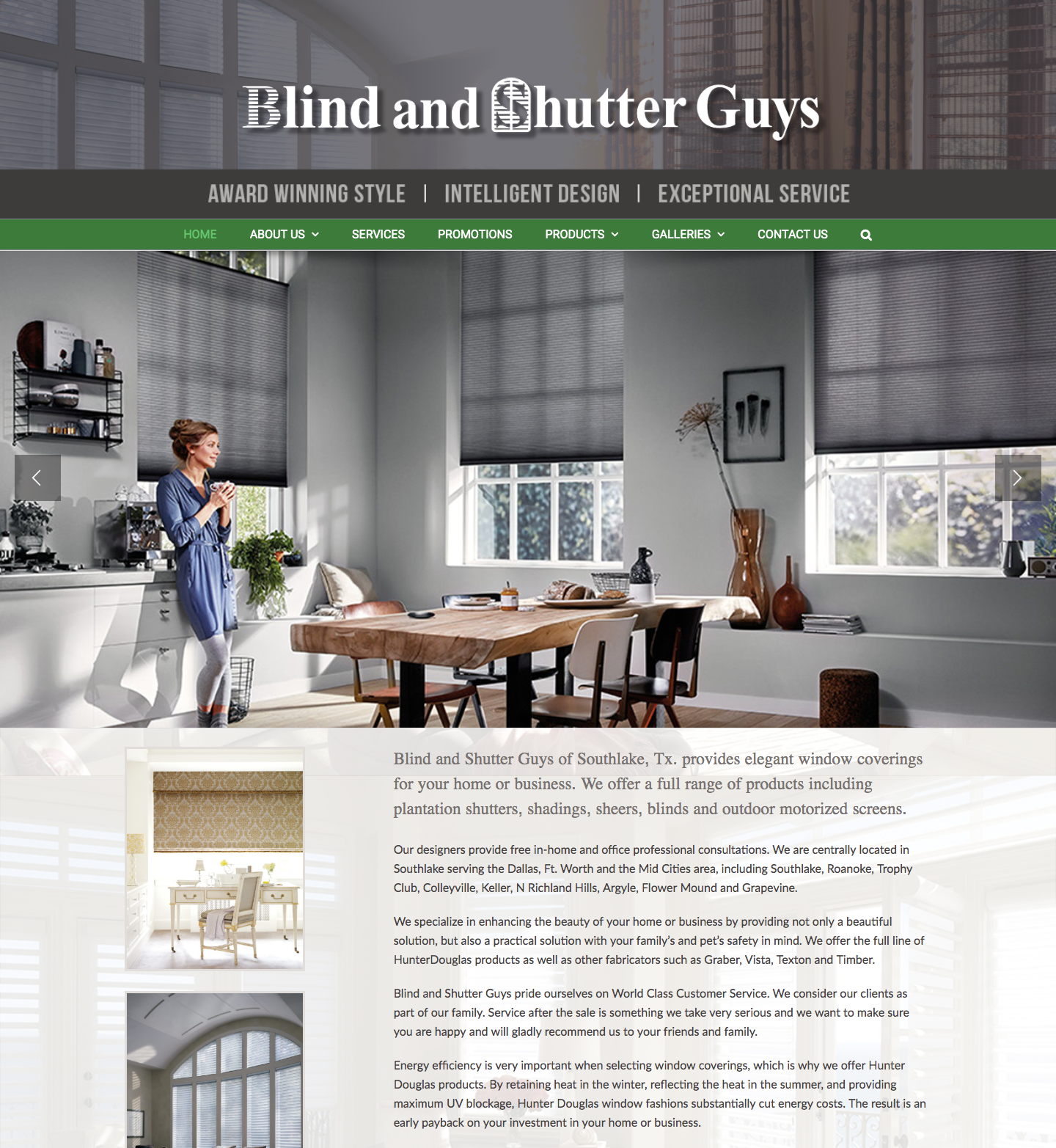 Blind and Shutter Guys custom website design